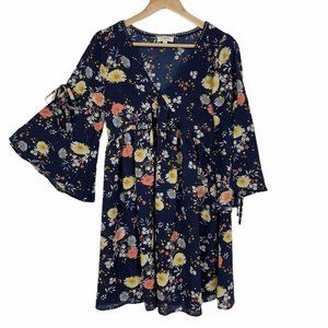 Umgee Floral Babydoll Tunic Boho Dress Small